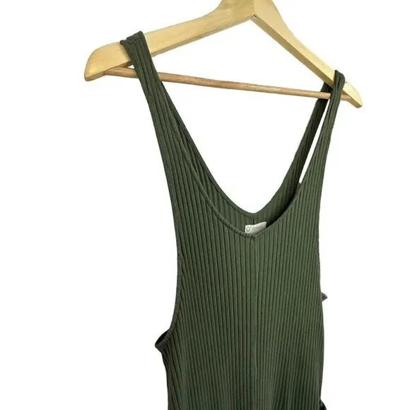 Fordays Renew Upcycled Rib Relaxing Romper Olive Green Jumpsuit - Picture 3 of 9